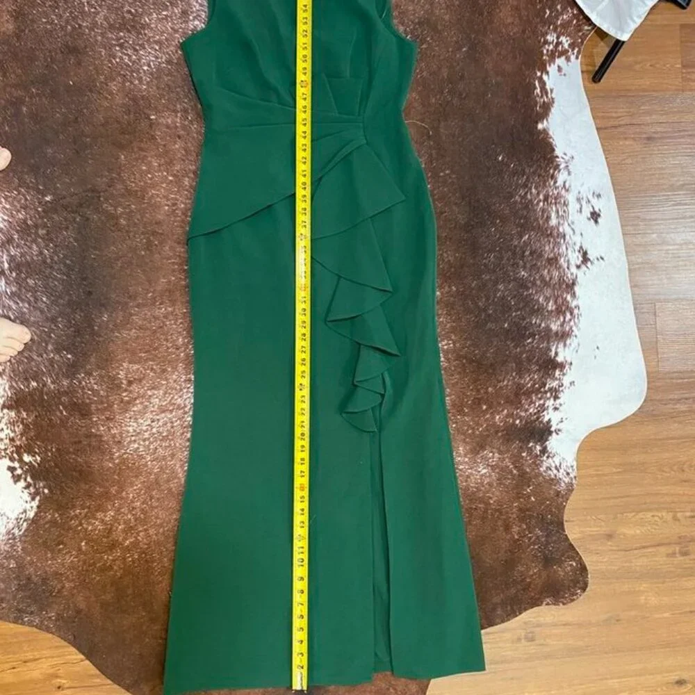 Eliza J Sleeveless Ruffle Front Floor Length Gown Hunter Green 12 - Picture 8 of 16